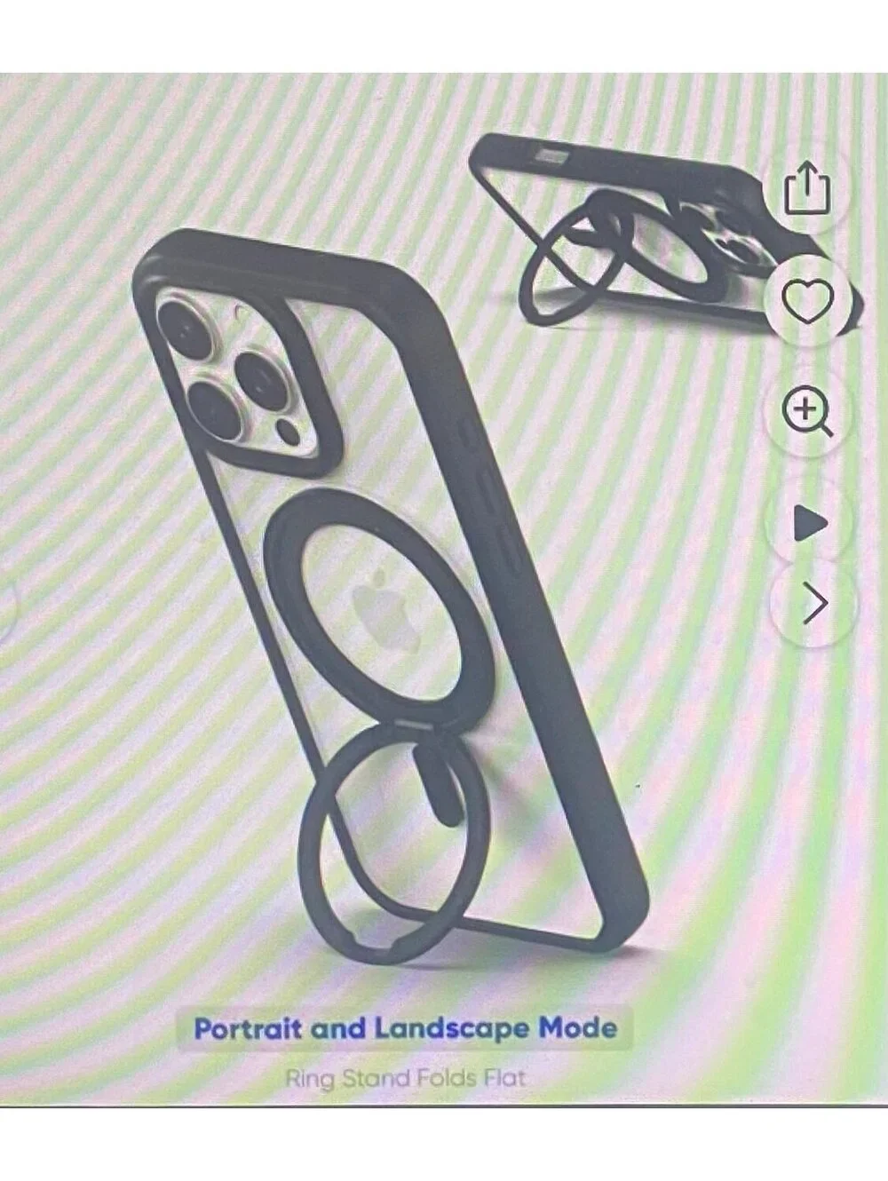 Onn Case with Ring Stand for iPhone 16 Pro Max Black/Clear